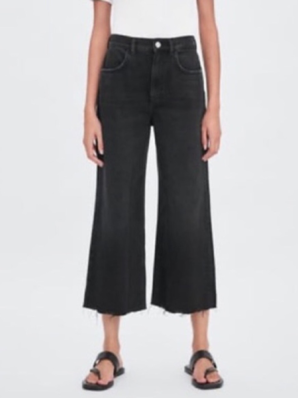 Zara Black Denim Wide Leg Culottes